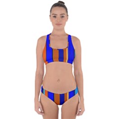 Abstract Blue And Orange 930 Cross Back Hipster Bikini Set by KorokStudios