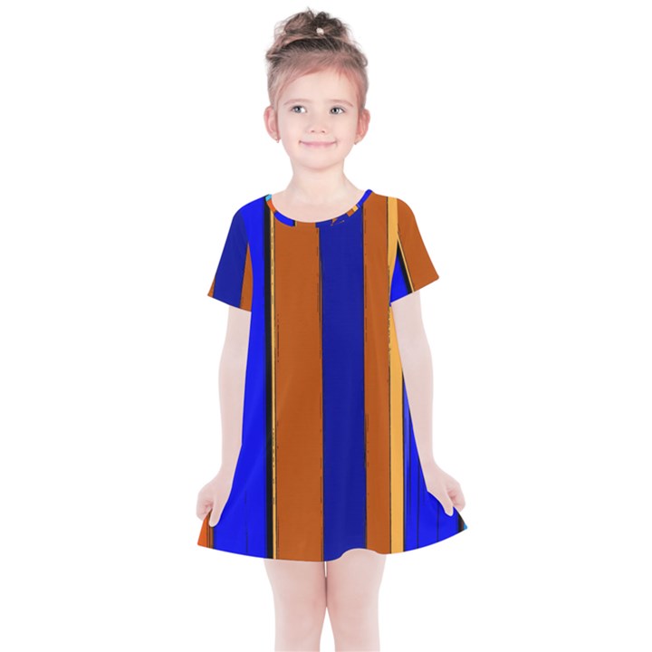 Abstract Blue And Orange 930 Kids  Simple Cotton Dress