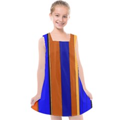 Abstract Blue And Orange 930 Kids  Cross Back Dress