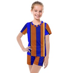 Abstract Blue And Orange 930 Kids  Mesh Tee and Shorts Set