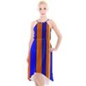 Abstract Blue And Orange 930 High-Low Halter Chiffon Dress  View1