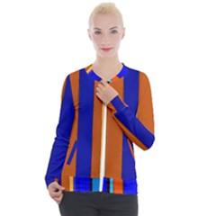 Abstract Blue And Orange 930 Casual Zip Up Jacket