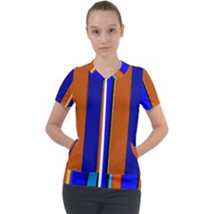 Abstract Blue And Orange 930 Short Sleeve Zip Up Jacket