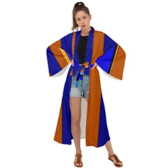 Abstract Blue And Orange 930 Maxi Kimono