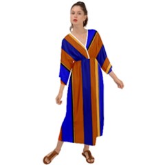 Abstract Blue And Orange 930 Grecian Style  Maxi Dress