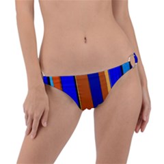 Abstract Blue And Orange 930 Ring Detail Bikini Bottom