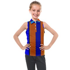 Abstract Blue And Orange 930 Kids  Sleeveless Polo Tee