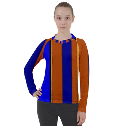 Abstract Blue And Orange 930 Women s Pique Long Sleeve Tee by KorokStudios