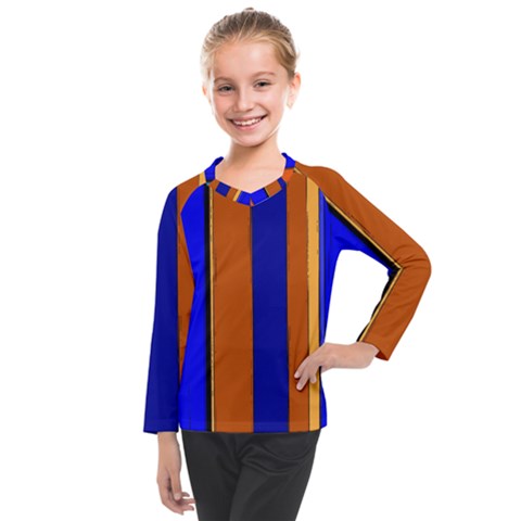 Abstract Blue And Orange 930 Kids  Long Mesh Tee by KorokStudios