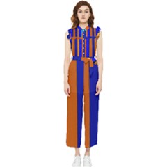 Abstract Blue And Orange 930 Women s Frill Top Chiffon Jumpsuit by KorokStudios