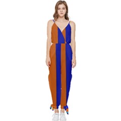 Abstract Blue And Orange 930 Sleeveless Tie Ankle Chiffon Jumpsuit by KorokStudios