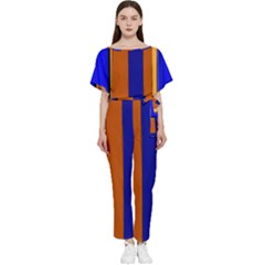 Abstract Blue And Orange 930 Batwing Lightweight Chiffon Jumpsuit by KorokStudios