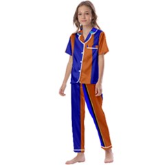 Abstract Blue And Orange 930 Kids  Satin Short Sleeve Pajamas Set by KorokStudios