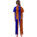 Abstract Blue And Orange 930 Kids  Satin Short Sleeve Pajamas Set View2