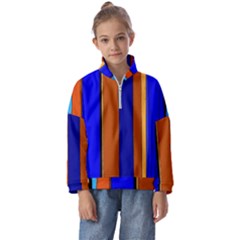 Abstract Blue And Orange 930 Kids  Half Zip Hoodie