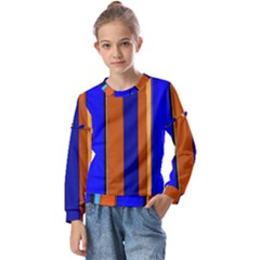 Abstract Blue And Orange 930 Kids  Long Sleeve Tee With Frill 