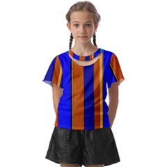 Abstract Blue And Orange 930 Kids  Front Cut Tee