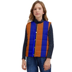 Abstract Blue And Orange 930 Kid s Short Button Up Puffer Vest	