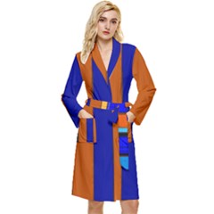 Abstract Blue And Orange 930 Long Sleeve Velour Robe