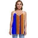 Abstract Blue And Orange 930 Casual Spaghetti Strap Chiffon Top View1