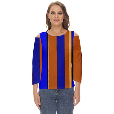 Abstract Blue And Orange 930 Cut Out Wide Sleeve Top by KorokStudios