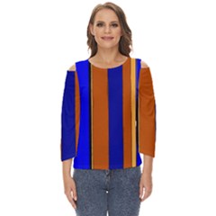 Abstract Blue And Orange 930 Cut Out Wide Sleeve Top