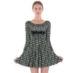 Robot Skull Extreme Close Up Long Sleeve Skater Dress