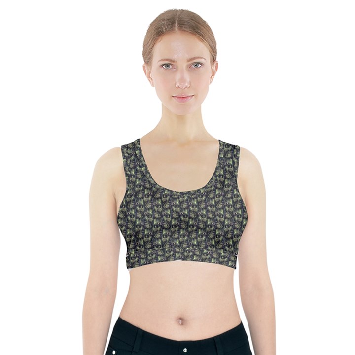 Robot Skull Extreme Close Up Sports Bra With Pocket