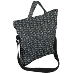 Robot Skull Extreme Close Up Fold Over Handle Tote Bag