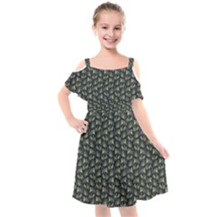 Robot Skull Extreme Close Up Kids  Cut Out Shoulders Chiffon Dress by dflcprintsclothing