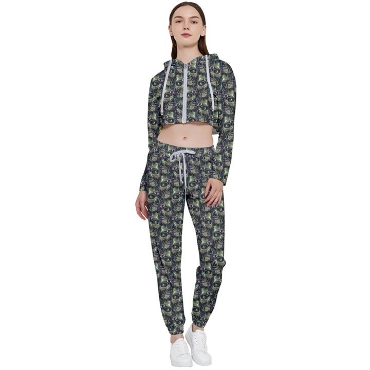 Robot Skull Extreme Close Up Cropped Zip Up Lounge Set