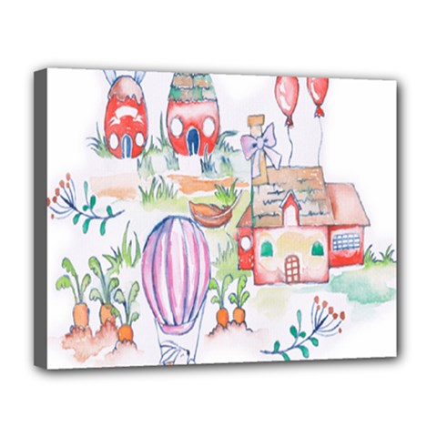 Easter Village  Canvas 14  X 11  (stretched) by ConteMonfrey