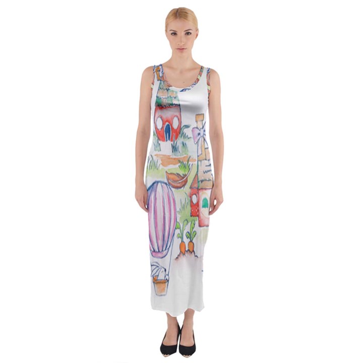 Easter Village  Fitted Maxi Dress