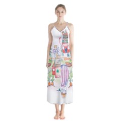 Easter Village  Button Up Chiffon Maxi Dress by ConteMonfrey