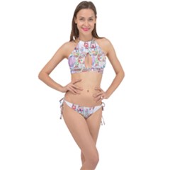 Easter Village  Cross Front Halter Bikini Set by ConteMonfrey