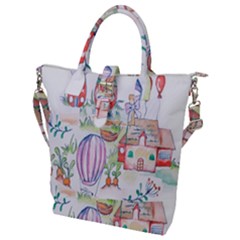 Easter Village  Buckle Top Tote Bag by ConteMonfrey