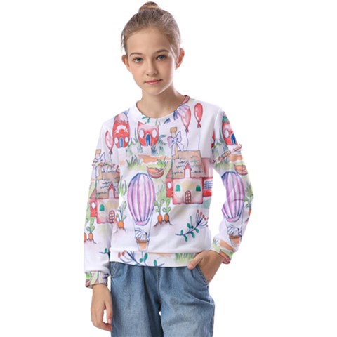 Easter Village  Kids  Long Sleeve Tee With Frill  by ConteMonfrey