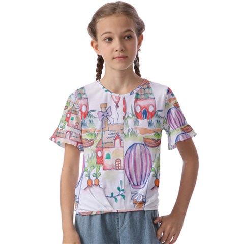 Easter Village  Kids  Cuff Sleeve Scrunch Bottom Tee by ConteMonfrey