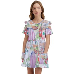 Easter Village  Kids  Frilly Sleeves Pocket Dress by ConteMonfrey