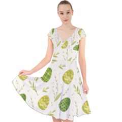 Easter Green Eggs  Cap Sleeve Front Wrap Midi Dress by ConteMonfrey