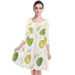 Easter Green Eggs  Quarter Sleeve Waist Band Dress by ConteMonfrey