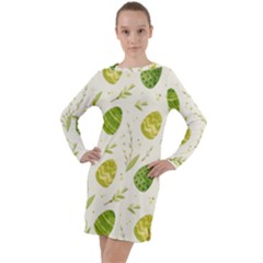 Easter Green Eggs  Long Sleeve Hoodie Dress