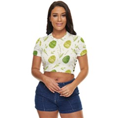 Easter Green Eggs  Side Button Cropped Tee by ConteMonfrey