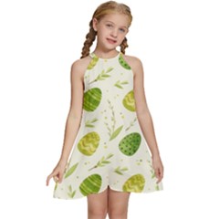 Easter Green Eggs  Kids  Halter Collar Waist Tie Chiffon Dress by ConteMonfrey