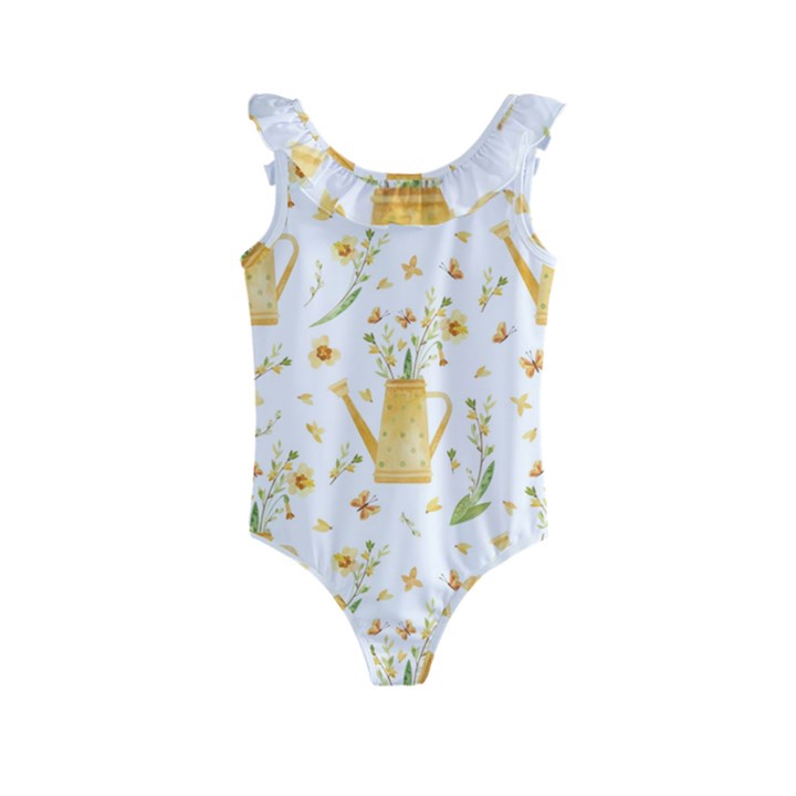 Easter Garden   Kids  Frill Swimsuit