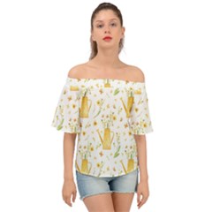 Easter Garden   Off Shoulder Short Sleeve Top by ConteMonfrey