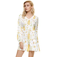 Easter Garden   Tiered Long Sleeve Mini Dress by ConteMonfrey