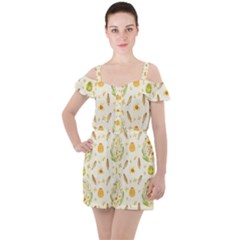 Easter Egg Ruffle Cut Out Chiffon Playsuit by ConteMonfrey