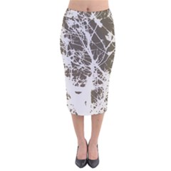 Botanical Motif Drawing Design Velvet Midi Pencil Skirt by dflcprintsclothing