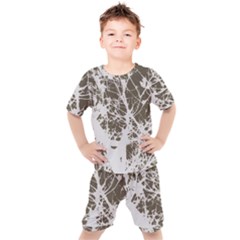 Botanical Motif Drawing Design Kids  Tee And Shorts Set